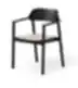 Wooden Paged Nimm chair with armrests and upholstered seat, side view