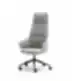 Ergonomiška biuro kėdė su aukštu atlošu ir ratukais, pilkos spalvos.