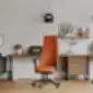 Melody biuro kėdė su aukštu atlošu, oranžinė, namų biure.