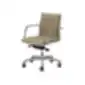 SITLAND VEGA biuro kėdė su smėlio spalvos oda ir chromuota baze.