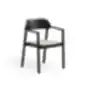 Wooden Paged Nimm chair with armrests and upholstered seat, side view