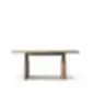 Eleva height-adjustable table with a wooden tabletop and metal legs.