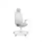 Light gray ergonomic office chair with headrest, armrests, mesh-covered backrest, and five-leg base with casters, on a white background.
