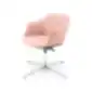 RORA UP kėdė su rožiniu gobelenu ir chromuotu fiksuotu pagrindu, vaizdas iš šono.