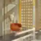 MDD Grace 2 fotelis modernioje erdvėje su geometrinėmis detalėmis
