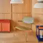 New School Lounge kreslas žalios spalvos iš MDD interjere