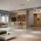 Dvi žalios Chic 20 CH baro kėdės moderniame biure