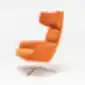 TORO baro kėdė iš MDD oranžinės spalvos apmušalu su poliruotu aliuminio pagrindu